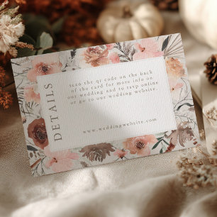 Autumn Watercolor Boho Floral Wedding Info Enclosure Card