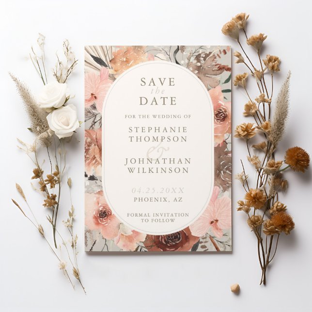 Autumn Watercolor Boho Wedding Save the Date (Creator Uploaded)