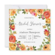 Autumn Watercolor Bridal Shower Invitation