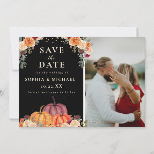 Autumn Watercolor Couple Photo Fall Save The Date