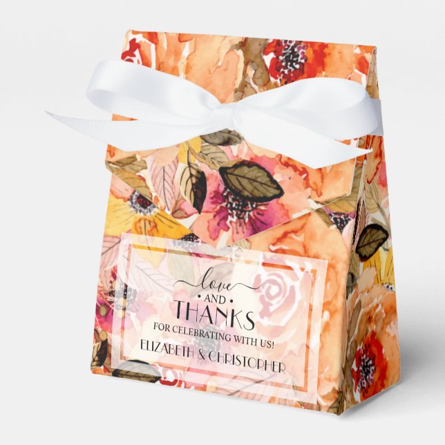 Autumn Watercolor Floral Collage Favor Box (Front Side)