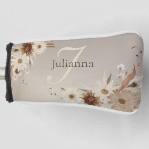 Autumn Watercolor Floral Monogram Personalized Golf Head Cover
