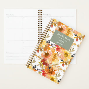 Autumn Watercolor Floral Pattern Personalized Planner