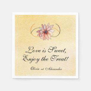 Autumn Watercolor Floral Terracotta Yellow Wedding Napkin