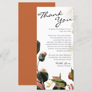 Autumn Watercolor Floral Thank You Place Setting Menu