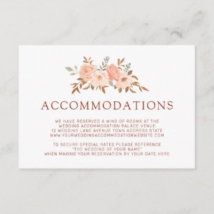 Autumn Watercolor Floral Wedding Accommodations Enclosure Card