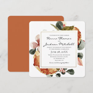 Autumn Watercolor Floral Wedding Invitation