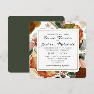 Autumn Watercolor Floral Wedding Invitation