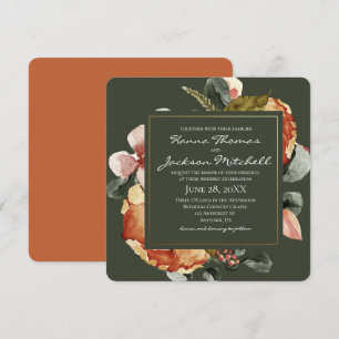 Autumn Watercolor Floral Wedding Invitation