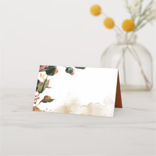 Autumn Watercolor Floral Wedding  Place Card
