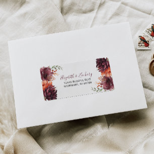 Autumn Watercolor Floral Wedding RSVP Address Label