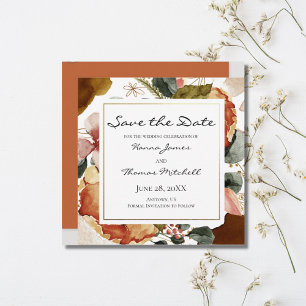 Autumn Watercolor Floral Wedding Save The Date