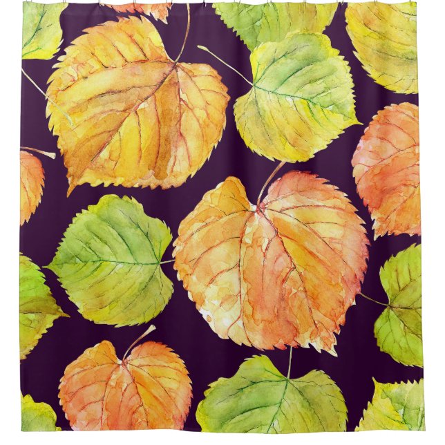 Autumn watercolor florals, seamless pattern. (Front)