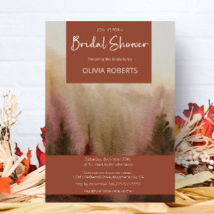 Autumn Watercolor Forest Terracota Bridal Shower Invitation