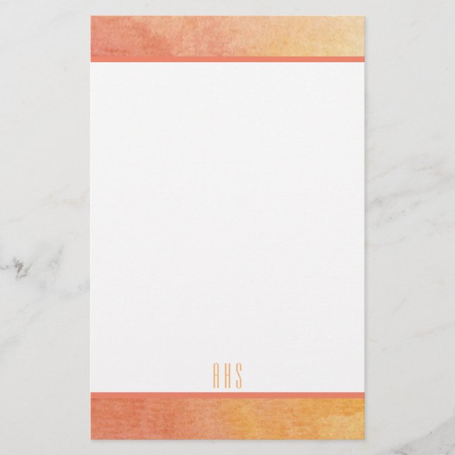 Autumn Watercolor & Initial Letters Stationery (Front)
