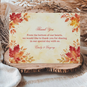 Autumn Watercolor Leaves Appreciation Thank You Card