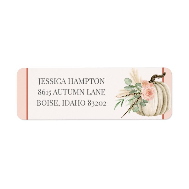 Autumn Watercolor Pumpkin Fall Greenery Pink Mail (Front)