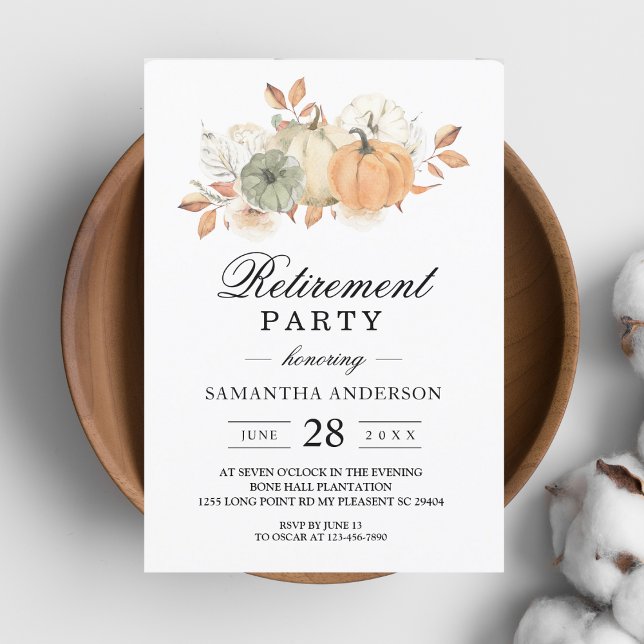 Autumn Watercolor Pumpkins & Flowers Invitation (Creator Uploaded)