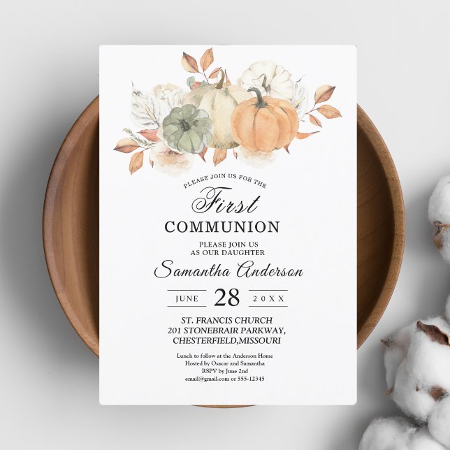 Autumn Watercolor Pumpkins & Flowers Invitation (Creator Uploaded)