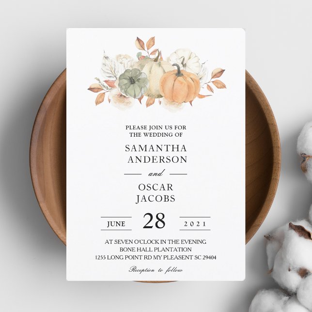 Autumn Watercolor Pumpkins & Flowers Invitation (Creator Uploaded)