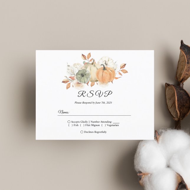 Autumn Watercolor Pumpkins & Flowers Invitation Postcard (Creator Uploaded)