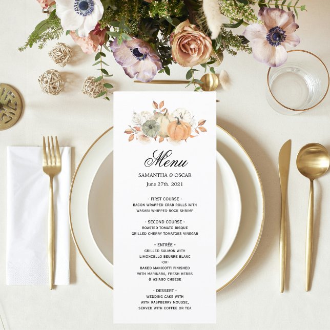 Autumn Watercolor Pumpkins & Flowers Menu (Creator Uploaded)