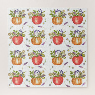 Autumn Watercolor, Seamless Composition. Jigsaw Puzzle