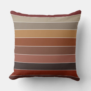 Autumn Watercolor Stripes Throw Pillow