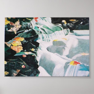 autumn waterfall 3 poster