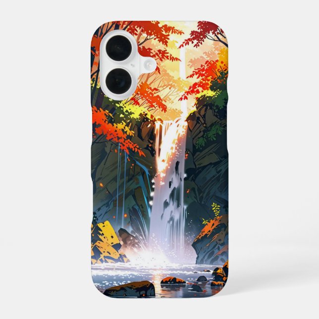 Autumn Waterfall Magic iPhone 16 Case (Back)