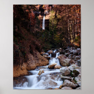 Autumn waterfall Peričnik, Slovenia Poster