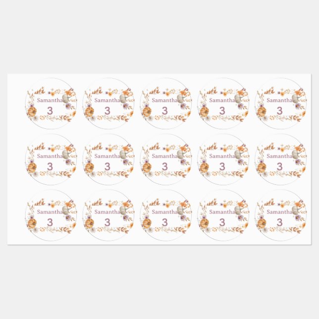 Autumn Waterproof Labels, Fall Name Labels for Kid (Sheet)