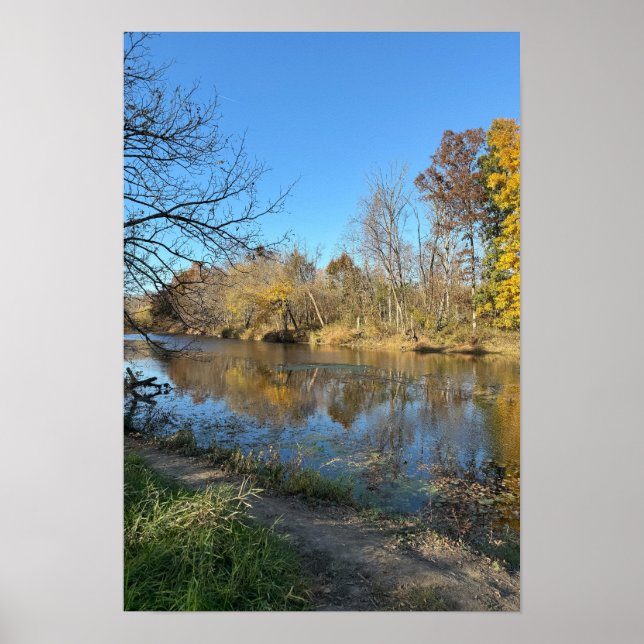 Autumn Waterscape Reflections Poster (Front)