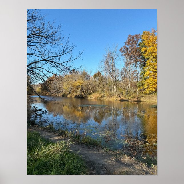 Autumn Waterscape Reflections Poster (Front)