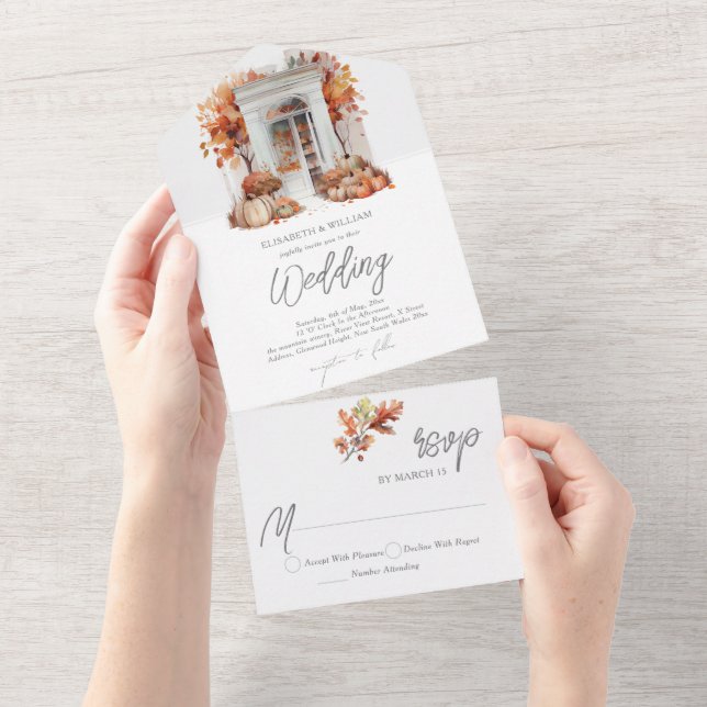Autumn Wedding Front Door Rsvp All In One Invitation (Tearaway)