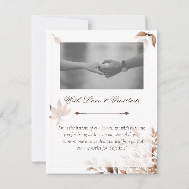 Autumn Wedding Gratitude Thank You Card (Front)