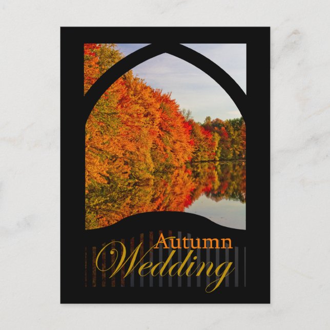 Autumn Wedding Invitation Fall Wedding Postcard (Front)