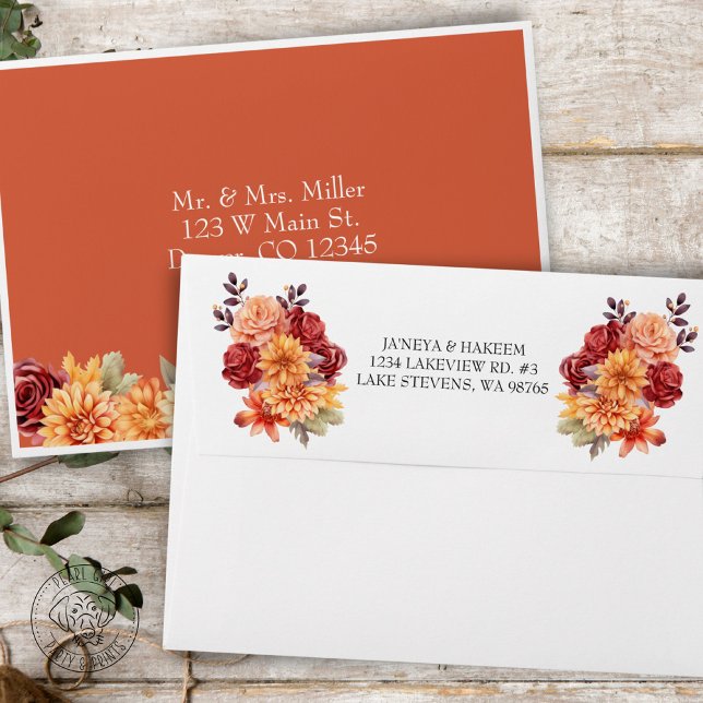 Autumn Wedding Pre-Printed Address 5x7 Envelope (Creator Uploaded)