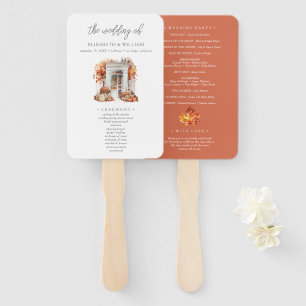 Autumn Wedding Program White Front Door Hand Fan