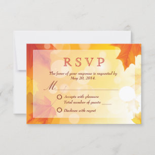 Autumn Wedding Red Maple Leaves RSVP Card