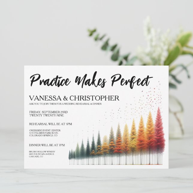Autumn Wedding Rehearsal Invitation (Standing Front)