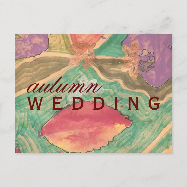 Autumn wedding save-the-date announcement postcard (Front)