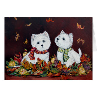 Autumn West Highland White Terriers Card