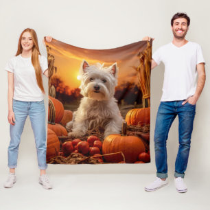 Autumn Westie Fleece Blanket