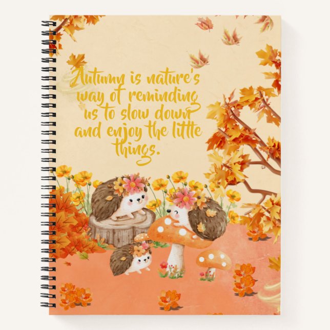 Autumn Whimsy: Hedgehogs in a Cozy Forest Notebook (Front)
