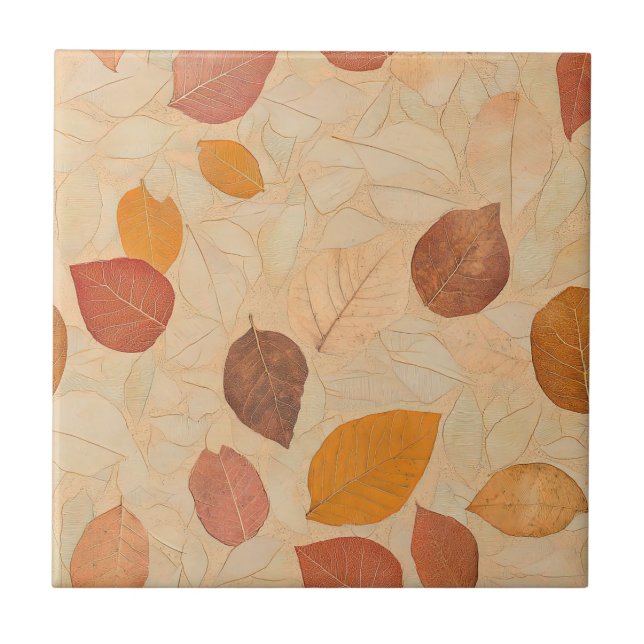 Autumn Whisper - Fall Leaves in Warm Earth Tones 2 Tile (Front)