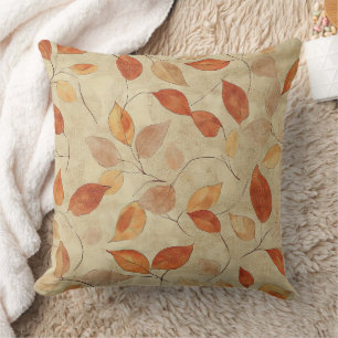 Autumn Whisper - Fall Leaves in Warm Earth Tones Throw Pillow