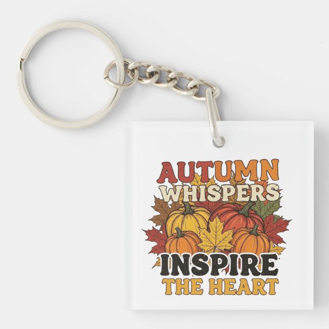 Autumn whispers design Tri-Blend shirt Keychain (Front)