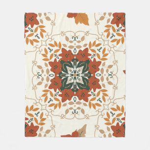 Autumn Whispers: Floral Geometric Blend Fleece Blanket