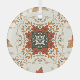 Autumn Whispers: Floral Geometric Blend Glass Ornament